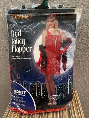 Spirit Red Flapper Dress with headband and fake cigarette